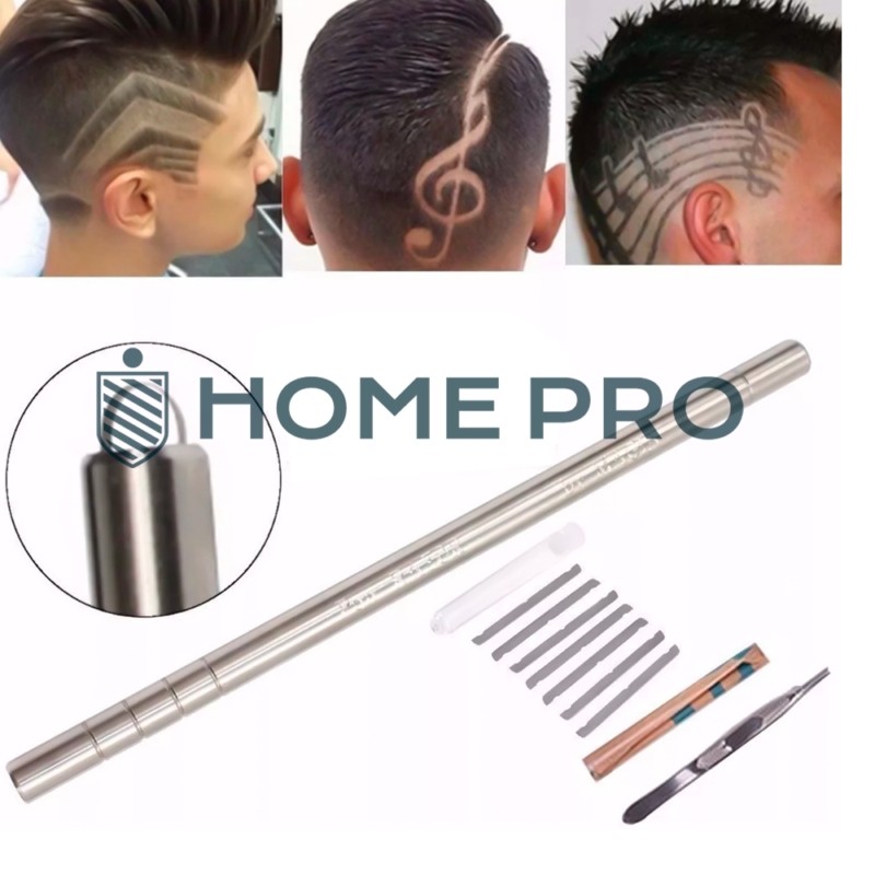 Caneta Navalha Capilar c/ 10 Laminas Barbearia Sobrancelha Desenhos e Pinça  - Home Pro Barber Shop