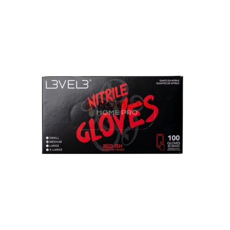 Guantes de nitrilo profesionales L3VEL 3 - Caja de 100 Mediano- Rojo