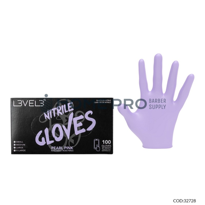 GUANTES DE NITRILO L3VEL 3 COLOR LAVANDA TAMAÑO P 100 UNIDADES