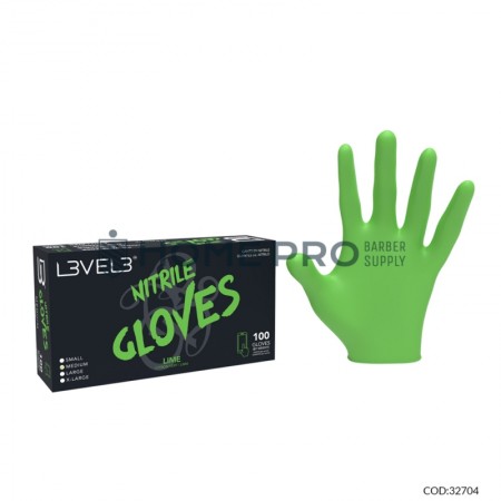 GUANTES DE NITRILO L3VEL 3 COLOR VERDE LIMA TAMAÑO XL 100 UNIDADES