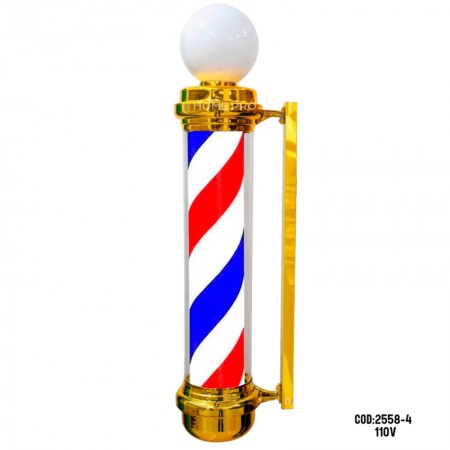 Barber Pole Giratório Com Globo Dourado 1.15M