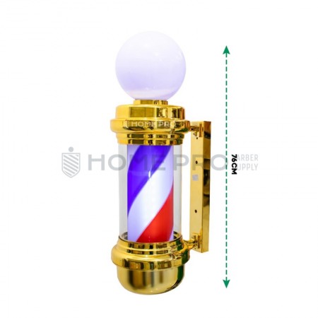 BARBER  POLE DOURADO C/ESFERA LARGO 76CM 110V