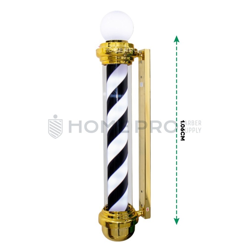 BARBER POLE DORADO/NEGRO C/ESFERA 1.06CM 220V