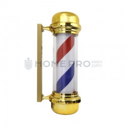 BARBER POLE  ILUMINADO DOURADO GIRATÓRIO SEM ESFERA DE 68CM 110V