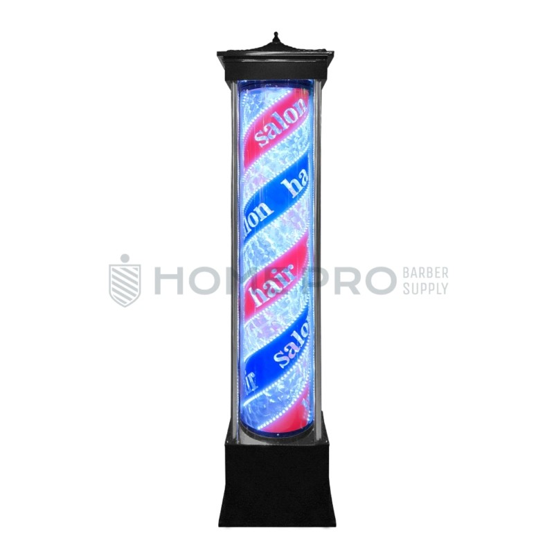 BARBER POLE NEGRO GIRATORIO ILUMINADO DE 220CM 220V