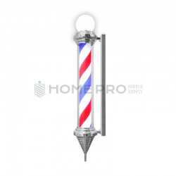 
BARBER POLE PRATEADO COM ESFERA GIRATÓRIA ILUMINADO 110CM  220V