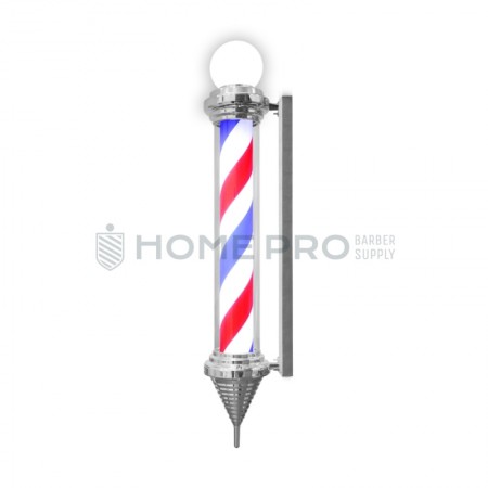 
BARBER POLE PRATEADO COM ESFERA GIRATÓRIA ILUMINADO 110CM  220V