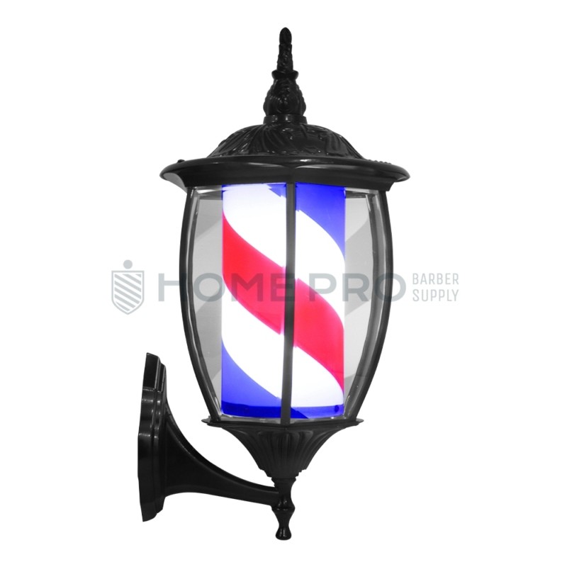 BARBER POLE GIRATORIO ILUMINADO NEGRO 58CM 220V