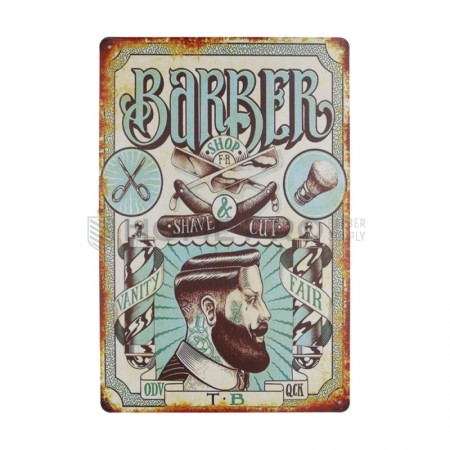 PLACA DECORATIVA VINTAGE DE BARBERIA 20CM X 30CM