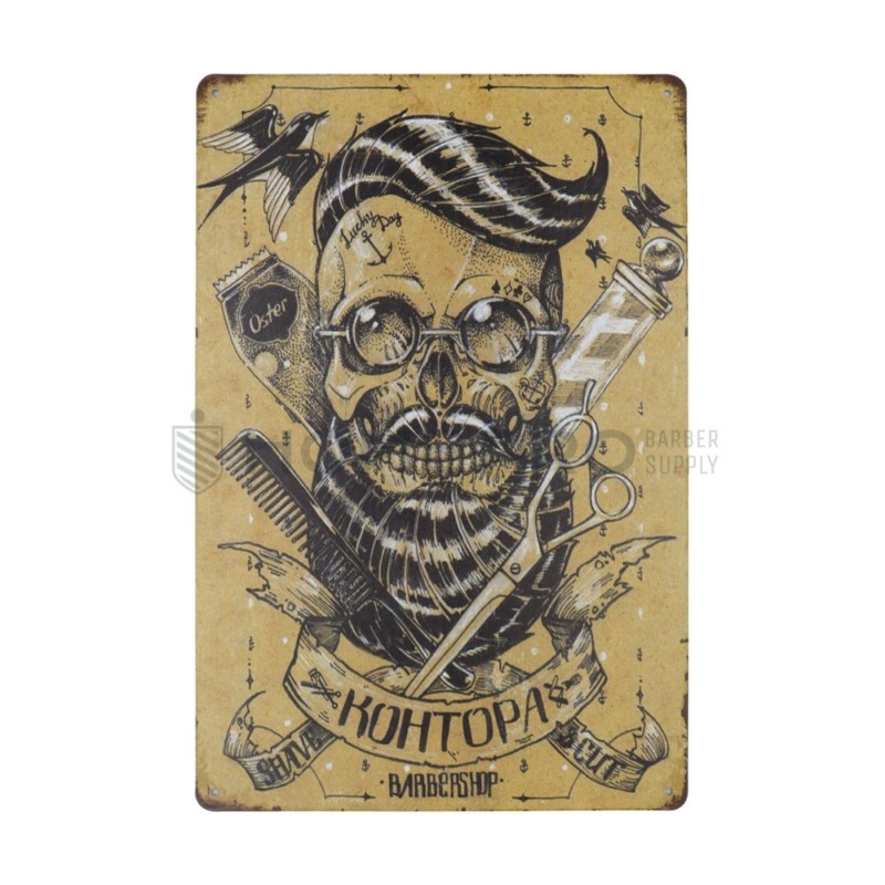 PLACA DECORATIVA VINTAGE DE BARBERIA 20CM X 30CM