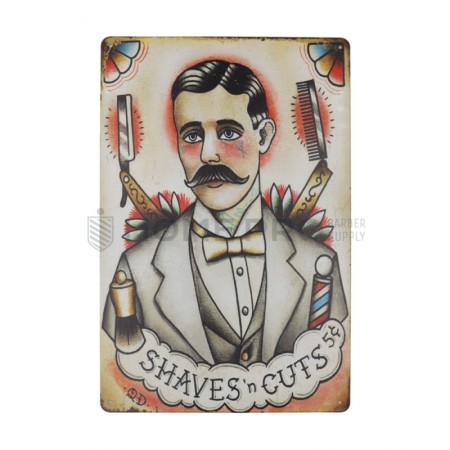 PLACA DECORATIVA VINTAGE DE BARBERIA 20CM X 30CM