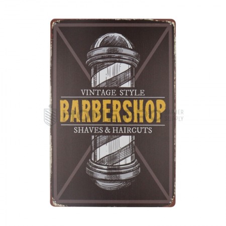 PLACA DECORATIVA VINTAGE DE BARBERIA 20CM X 30CM