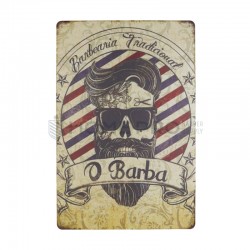 PLACA DECORATIVA VINTAGE DE BARBERIA 20CM X 30CM