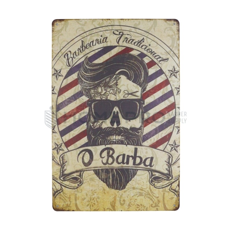 PLACA DECORATIVA VINTAGE DE BARBERIA 20CM X 30CM