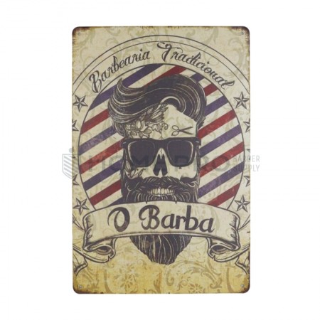 PLACA DECORATIVA VINTAGE DE BARBERIA 20CM X 30CM