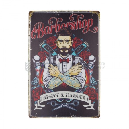 PLACA DECORATIVA VINTAGE DE BARBERIA 20CM X 30CM