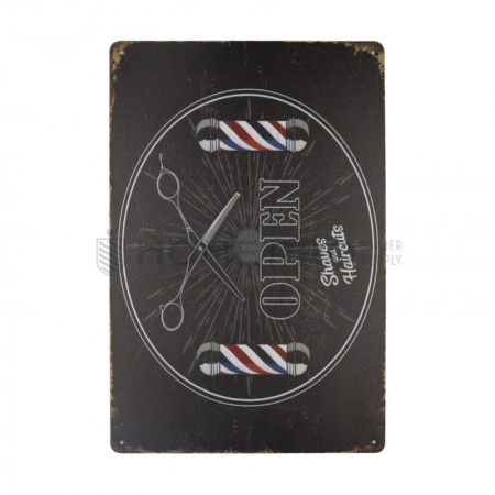 PLACA DECORATIVA VINTAGE DE BARBERIA 20CM X 30CM