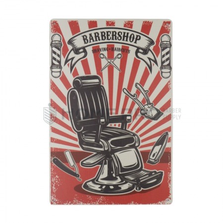 PLACA DECORATIVA VINTAGE DE BARBERIA 20CM X 30CM