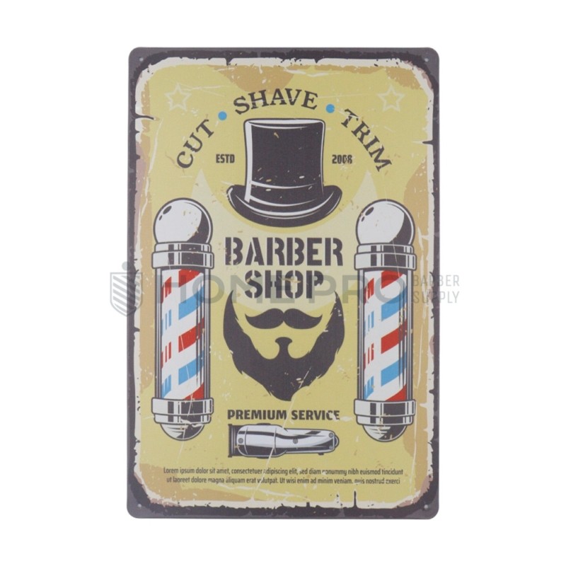 PLACA DECORATIVA VINTAGE DE BARBERIA 20CM X 30CM